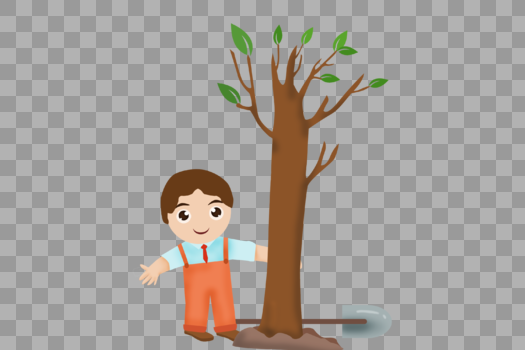 植树节卡通人物元素图片素材免费下载