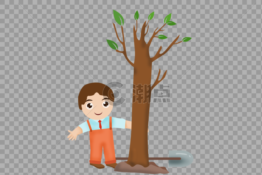 植树节卡通人物元素图片素材免费下载