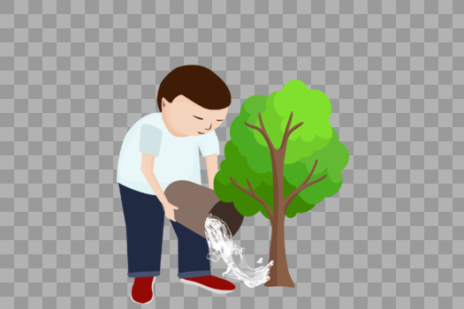 植树节卡通人物浇水免抠元素图片素材免费下载