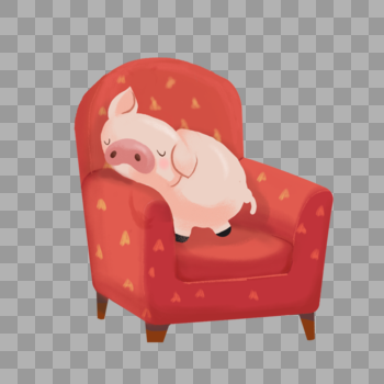 沙发上睡觉的猪图片素材免费下载