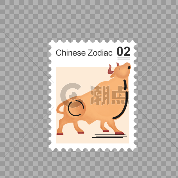 牛邮票图片素材免费下载