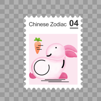 兔子邮票图片素材免费下载