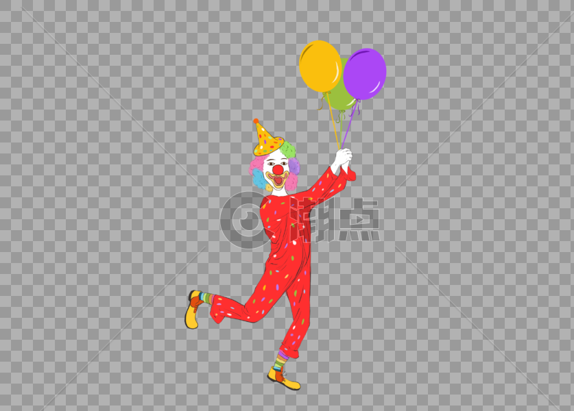 拿着气球的小丑图片素材免费下载