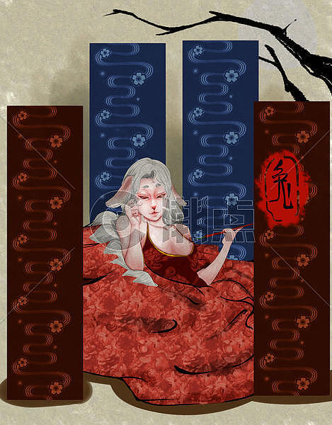 十二生肖卯兔插画插画原画3661*4688图片素材免费下载-编号267899-潮点视频