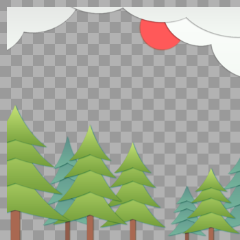 折纸风森林背景边框图片素材免费下载