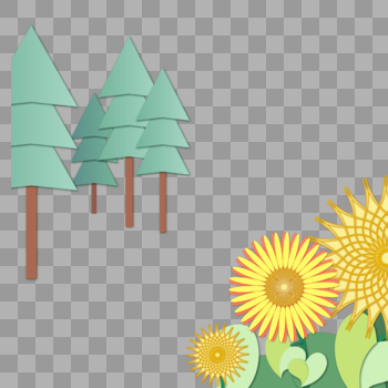 折纸风森林植物背景边框图片素材免费下载