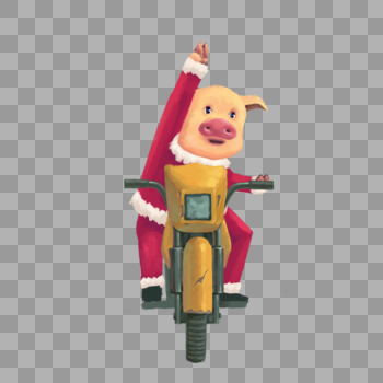 骑摩托回家的猪图片素材免费下载