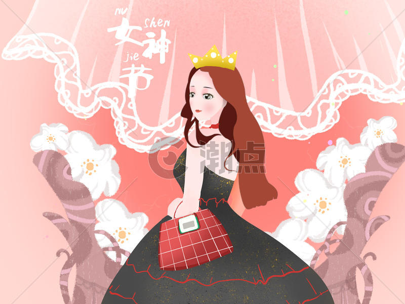 小清新风格插画女神节女王节图片素材免费下载