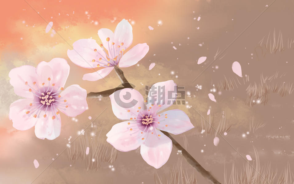 小清新手绘春天樱花图片素材免费下载