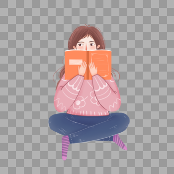 坐着抱着书的女孩图片素材免费下载