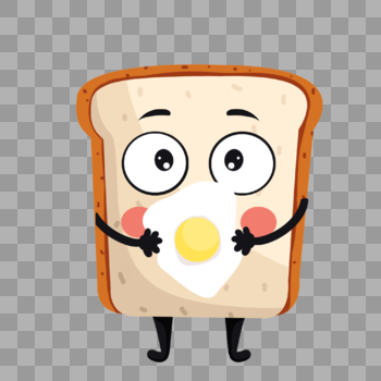 卡通面包吃鸡蛋表情图片素材免费下载