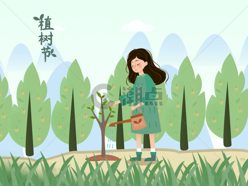 小清新风格节日插画植树节图片素材免费下载