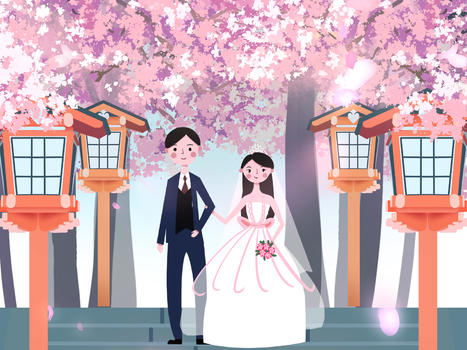 樱花祭情侣结婚场景图片素材免费下载