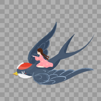 骑着燕子的女孩图片素材免费下载