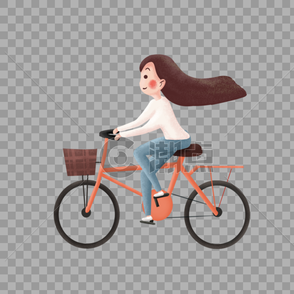 骑单车旅游的女孩图片素材免费下载