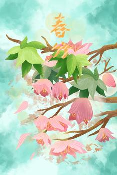 春分节气花朵漫天开插画图片素材免费下载