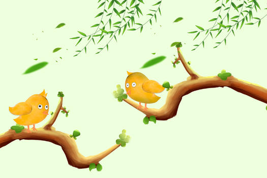 芒果小鸟的春天图片素材免费下载