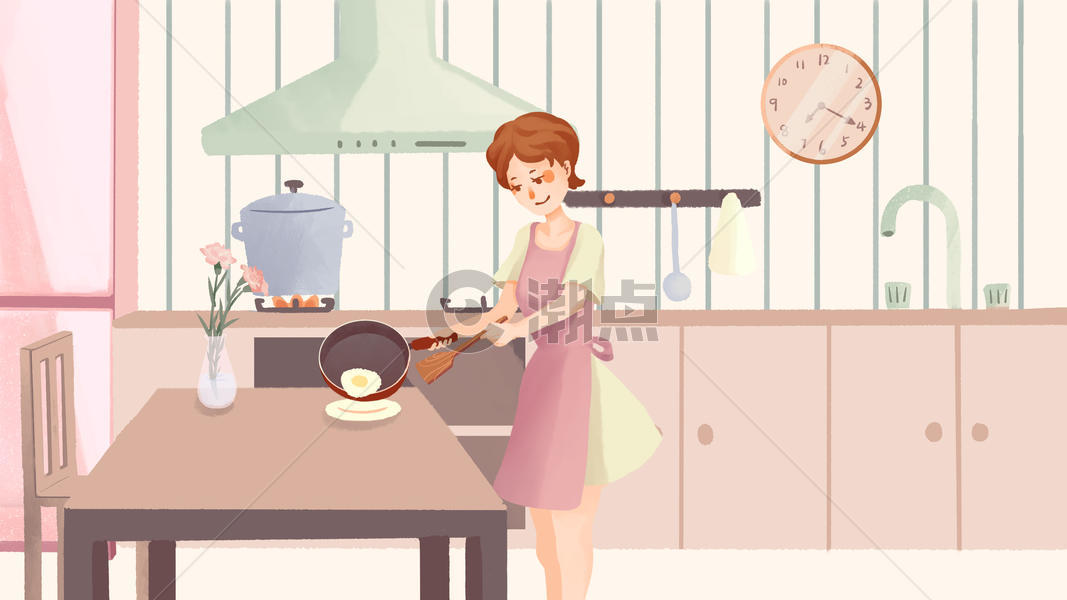 妇女节烹饪的美女人物插画图片素材免费下载