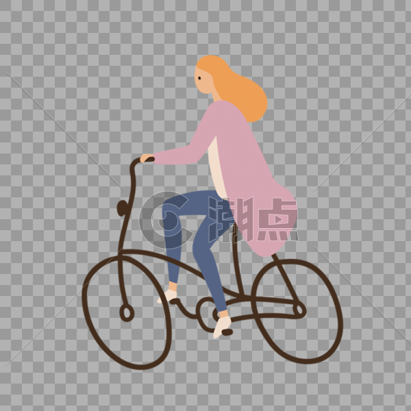 骑自行车的女孩图片素材免费下载
