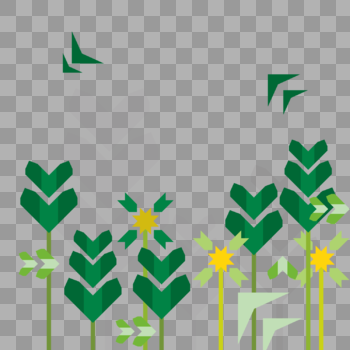 春分绿色植物几何图图片素材免费下载