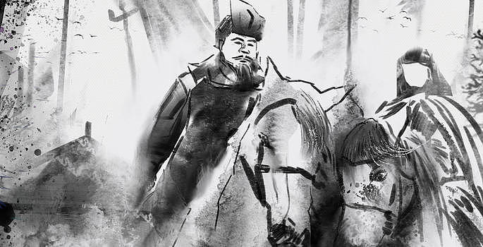 中国风手绘兵马水墨画图片素材免费下载