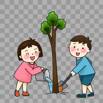 植树的孩子图片素材免费下载