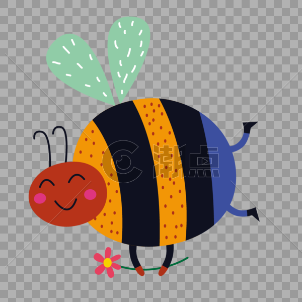 献花的小蜜蜂元素图片素材免费下载