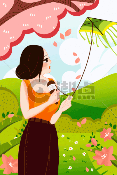 春天放风筝的女生图片素材免费下载