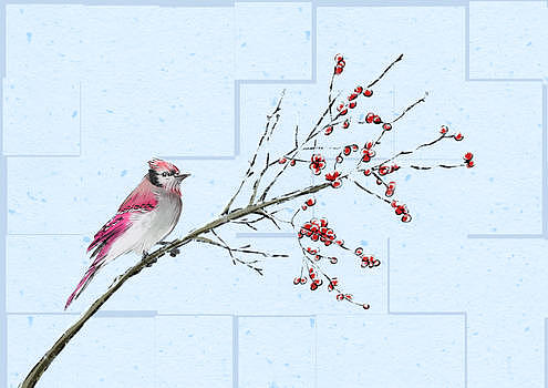 水墨冬季的鸟图片素材免费下载