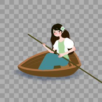 划船的女孩图片素材免费下载
