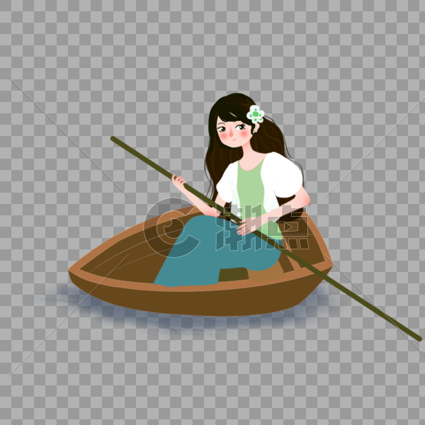 划船的女孩图片素材免费下载