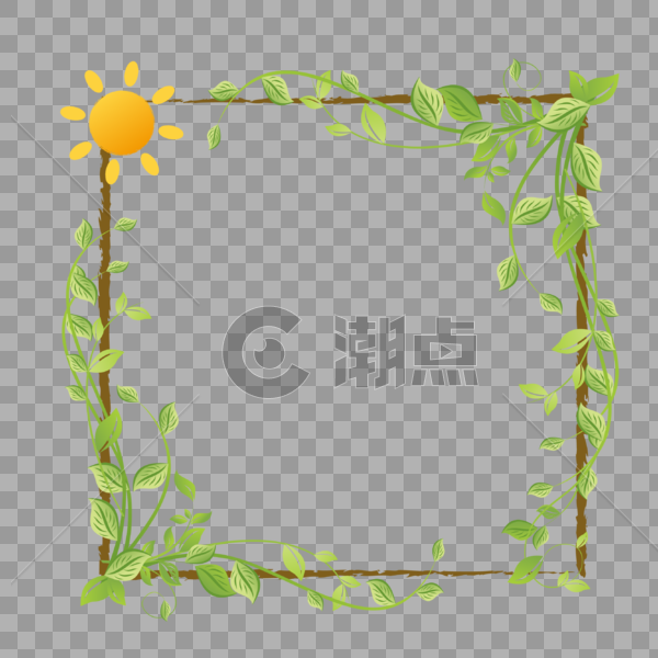 手绘矢量植物边框图片素材免费下载