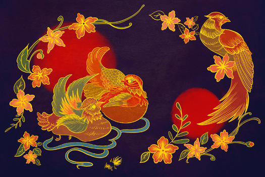 鸳鸯传统纹样图片素材免费下载