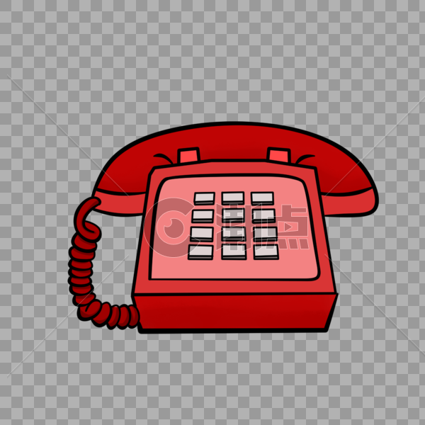 电话类卡通手绘风红色电话图片素材免费下载