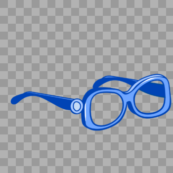 眼镜类卡通手绘风蓝边眼镜图片素材免费下载