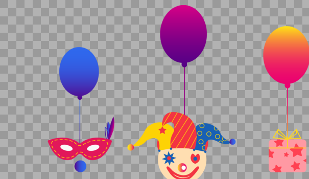 愚人节装饰小丑面具礼盒气球图片素材免费下载