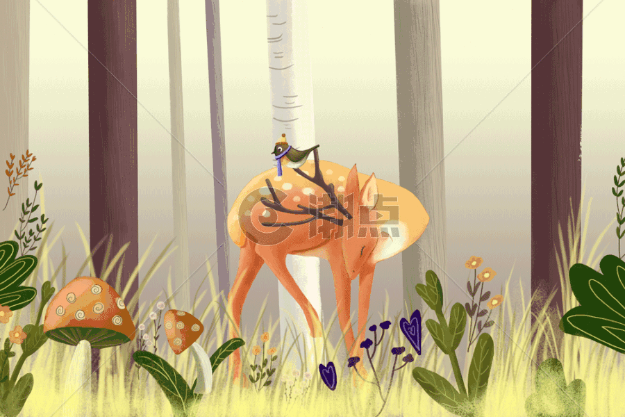 森林里的麋鹿gif图片素材免费下载