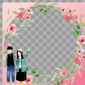 春季情侣创意边框图片素材免费下载