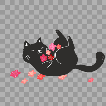 樱花花瓣与猫图片素材免费下载