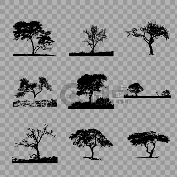 树剪影矢量图片素材免费下载