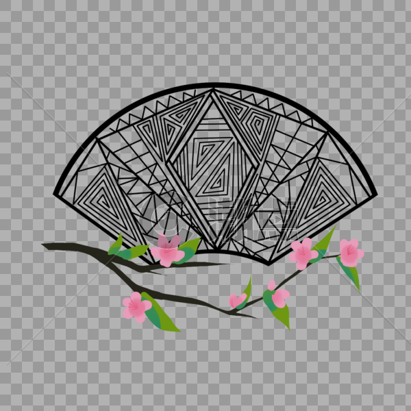 几何图案工艺品与樱花图片素材免费下载