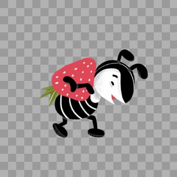 背着草莓的蚂蚁图片素材免费下载