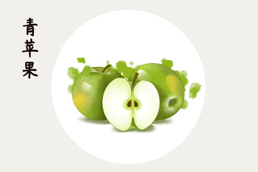 水果青苹果插画图片素材免费下载