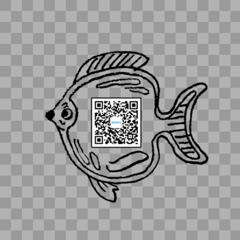 手绘线稿热带鱼二维码背景素材图片素材免费下载