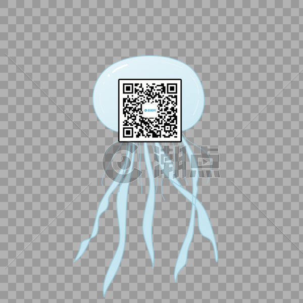 手绘水母二维码背景素材图片素材免费下载
