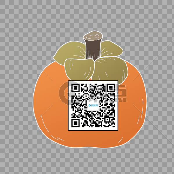 手绘树柿子二维码背景素材图片素材免费下载