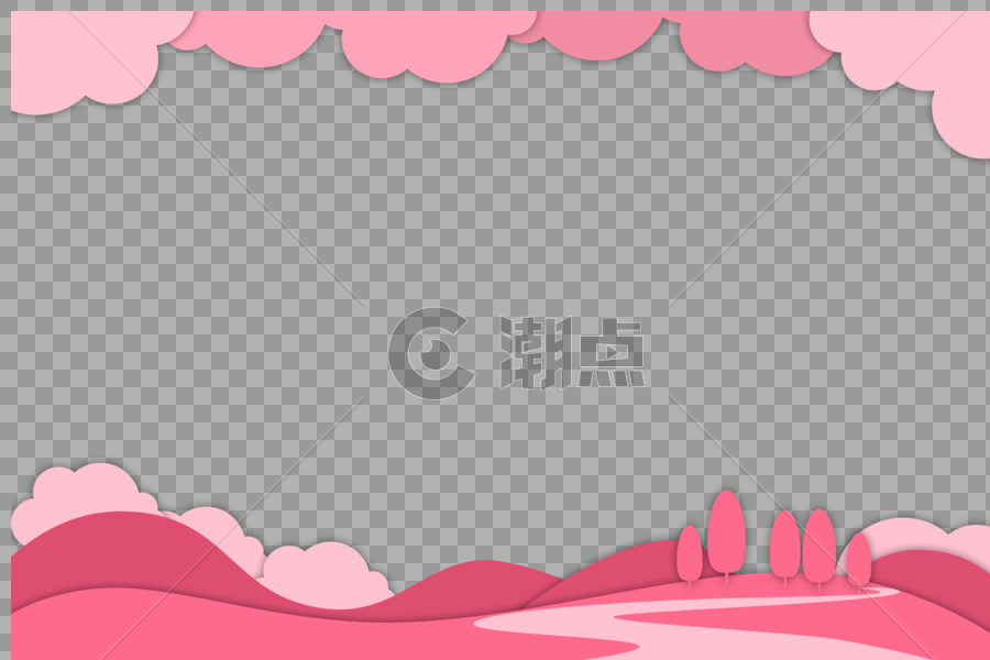 粉红色剪纸边框图片素材免费下载