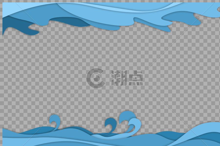 海浪剪纸边框图片素材免费下载