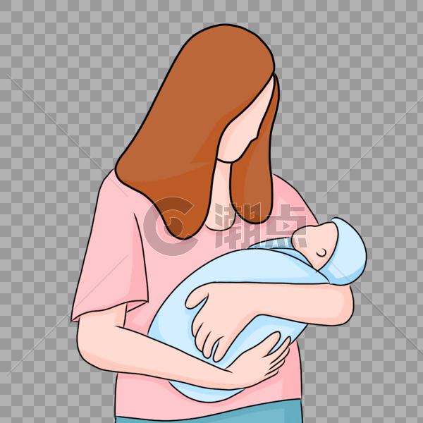 手绘母亲怀抱婴儿人物形象图片素材免费下载