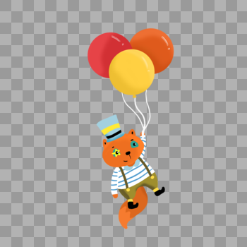 拿着气球的狐狸图片素材免费下载